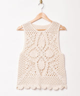 【2色展開】Elcamino クロシェ ノースリーブトップス