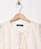 【3色展開】Meridian 刺繍 半袖 チュールブラウス