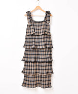 【3色展開】Meridian チェック柄 ラッフル キャミソールワンピース
