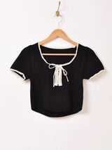 【3色展開】Meridian レースアップ 半袖 トップス