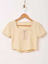 【3色展開】Meridian レースアップ 半袖 トップス