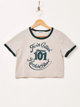 【4色展開】Elcamino クロップド プリント リンガーTシャツ