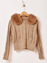 【3色展開】Meridian ファーカラー カーディガン