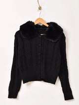 【3色展開】Meridian ファーカラー カーディガン