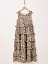 【3色展開】Meridian 花柄 シアー フリル ノースリーブワンピース