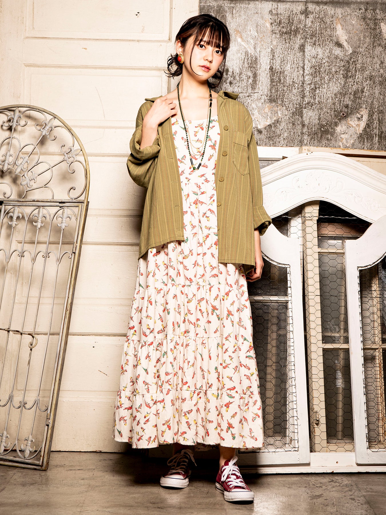 Emerald Motel” Tiered Camisole Dress – 古着屋Top of the Hillの