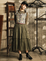 【5色展開】Emerald Motel 総柄 ジャガード織り ビスチェ