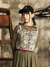 【5色展開】Emerald Motel 総柄 ジャガード織り ビスチェ