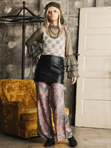 【4色展開】Meridian タートルネック フリルスリーブ シアーカットソー