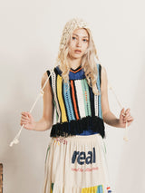 Elcamino カラフルストライプ フリンジ タンクトップ