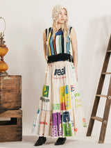 Elcamino カラフルストライプ フリンジ タンクトップ