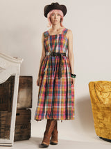 【2色展開】Elcamino マドラスチェック キャミソールワンピース