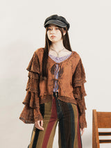 【3色展開】Emerald Motel エスニック刺繍 ラッフル 長袖ブラウス