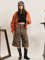 【2色展開】Elcamino 花柄 ゴブラン織り ハーフパンツ