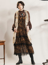 【2色展開】Meridian 総柄 アソート ラッフル キャミソールワンピース