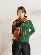 【2色展開】Meridian ストライプ 襟付き カーディガン