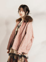 【2色展開】Meridian ファーカラー フェイクレザー ブルゾン