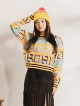 【2色展開】Meridian 総柄 パイルデザイン セーター