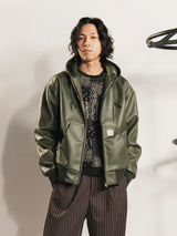 【3色展開】Backers フェイクレザー ジップアップ パーカー