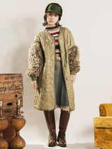 切り替えデザイン ミリタリー キルティングコート