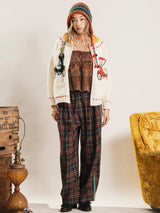 【2色展開】Meridian チェック柄 ライン入り コクーンパンツ