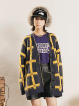 【2色展開】Meridian 格子柄 カーディガン