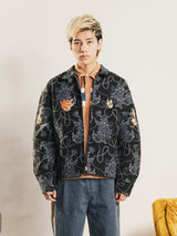 【2色展開】花柄 ゴブラン織り ベトジャンタイプ ジャケット