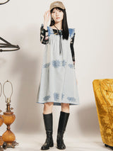 Emerald Motel デニム 刺繍 キャミソールワンピース