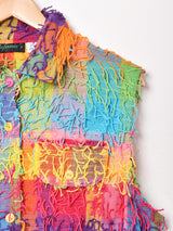 フリンジ ブロックチェック ベスト