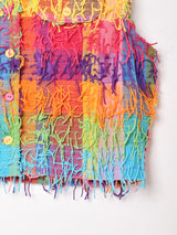 フリンジ ブロックチェック ベスト