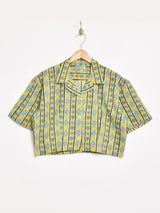 Emerald Motel 総柄 オープンカラー 半袖 クロップドシャツ