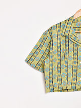 Emerald Motel 総柄 オープンカラー 半袖 クロップドシャツ