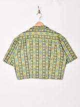 Emerald Motel 総柄 オープンカラー 半袖 クロップドシャツ