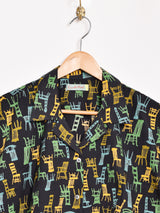 Emerald Motel 総柄 オープンカラー 半袖 クロップドシャツ