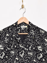 【2色展開】Emerald Motel 総柄 オープンカラー 半袖 クロップドシャツ