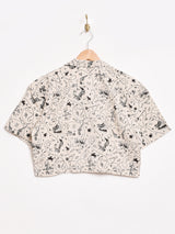 【2色展開】Emerald Motel 総柄 オープンカラー 半袖 クロップドシャツ