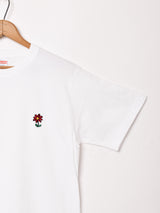 【4色展開】 ワンポイント 刺繍 Tシャツ 「Flower」