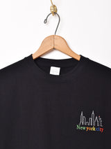 【2色展開】 ワンポイント 刺繍 Tシャツ 「New York」