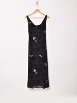 花柄 スリーブレス シアーワンピース