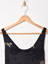 花柄 スリーブレス シアーワンピース