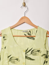 花柄 フロントボタン スリーブレス ワンピース