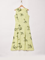 花柄 フロントボタン スリーブレス ワンピース