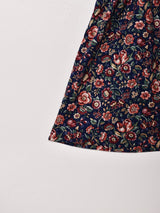 ビッグカラー 花柄 長袖ワンピース