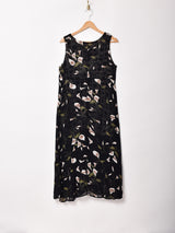 花柄 シアー スリーブレスワンピース