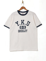 【2色展開】 カレッジプリント リンガーTシャツ