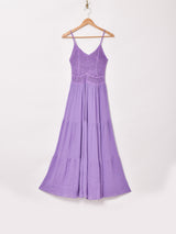 【6色展開】Emerald Motel クロシェ切り替え ティアード キャミソールワンピース