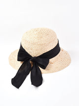 【2色展開】リネンリボン ストローハット