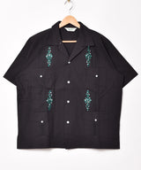 【2色展開】Backers 刺繍 キューバ 開襟 半袖シャツ