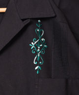 【2色展開】Backers 刺繍 キューバ 開襟 半袖シャツ