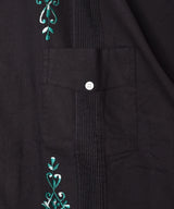 【2色展開】Backers 刺繍 キューバ 開襟 半袖シャツ